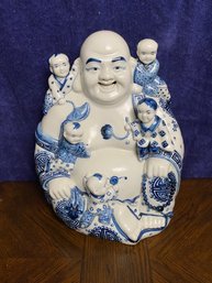 Chinese Blue And White Porcelain Happy Buddha