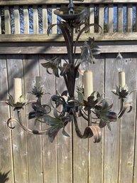 Cast Iron Vintage French Floral Chandelier 18'