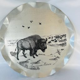 Decorative Aluminum Tray With American Bison