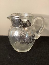 Sterling Silver Trimmed Floral 6' Pitcher