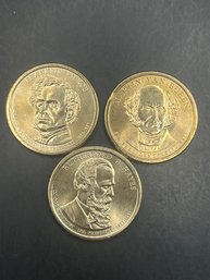 3 Presidential Dollars Rutherford B. Hayes, Martin Van Buren, Franklin Pierce