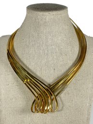 Fine Vintage Gold Tone Designer Torque Necklace