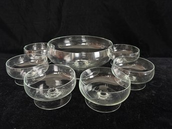 Glass Compote And Footed Bowls
