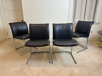 Group Of (4) Milo Baughman Style Cantilever Side Chairs
