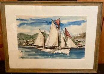 ' Bahamas' Watercolor Custom Framed Art