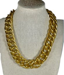 Vintage 1980s Wide Gold Tone Link Chain Necklace 16'