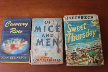 3 Steinbeck Hardcovers, 1st Ed Of Mice And Men!