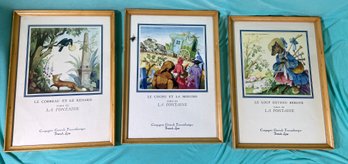 3 Vintage French Prints By Jean A. Mercier La Fontaine Compagnie Generale Transatlantique French Line 10x14