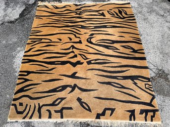 A High Quality Modern Wool Area Rug In Glam Zebra Print, Possibly Safavieh