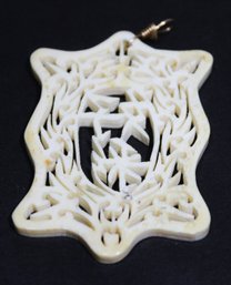 Vintage Carved Chinese Bone Fancy Openwork Pendant