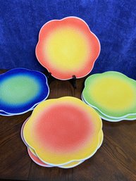 Colored Italian Pottery Plates Made For Saks Fifth Ave