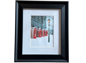 Framed Print British Red Phone Booths In Winter