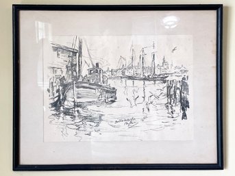 A Vintage Harbor Sketch, Bertha Peyton