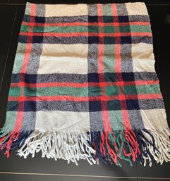 Vintage Wool Plaid Throw Blanket Or Shawl