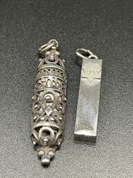Pair Of  Sterling Silver Judaica Pendants /charms.