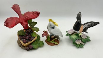 3 Beautiful Vintage Lenox  Birds ~ Roufous-sided Towhee, Cockatoo & Garden Delight ~