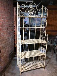 Fabulous LARGE Wrought Iron Etagere / Bakers Rack - FOLDS FLAT ! - Fantastic Piece - Ivory Paint - NICE