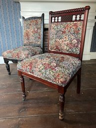 His And Hers Antique Victorian Handcarved Chairs