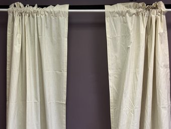 A Pair Of Drapery Panels In Tan Ticking From Country Curtains