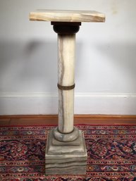 Fantastic Antique Onyx Pedestal / Display Stand - Very Pretty Piece - 37' Tall - Very Elegant Look - Wow !