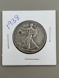 Beautiful 1938 Walking Liberty Silver Half Dollar