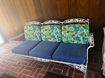 Vintage Wrought Iron Couch And Chair With Cushions