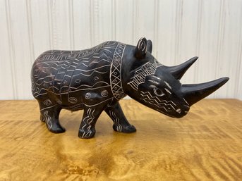 African Stone Carving Of A Rhinocerous