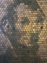 Incredible Art Piece! Abraham Lincoln Made From Pennies!  Conversation Piece! Framed 24' X 18'