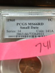 Lincoln Memorial Reverse 1960 1C  MS66RD  Small  Date - PCGS