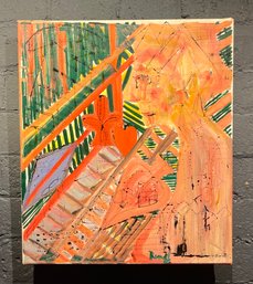 1980s Abstract Figural Oil On Canvas Signed Rendl