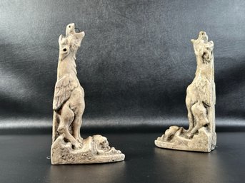 An Awesome Pair Of Vintage Gargoyles In Cast Plaster