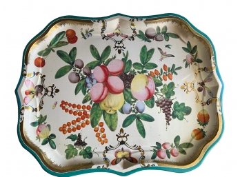 Vintage Tole Tray With Fruit Motif