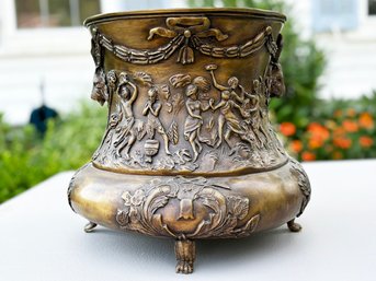 A Large 19th Century French Bronze Jardiniere - Neoclassical Nymphs At Play