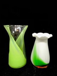 Pair Of Floral Inspired Vibrant Colored Vases