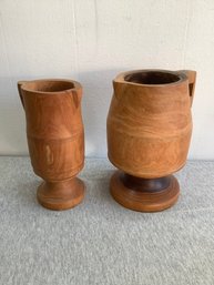 Wood Carved Pitchers
