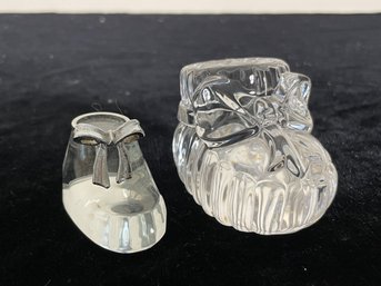2 Piece Glass Baby Shoe Figurine Collection