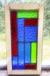 Vintage Color Block Stained Glass Window