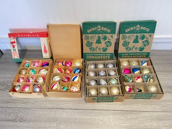 4 Boxes Of Nice Large Sized Vintage Mercury Glass Christmas Ornaments