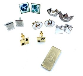 Grouping Of Cufflinks & Money Clip - 13 Pieces