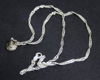 Fancy 16' Long Sterling Silver Necklace Chain Having Hershey's Kiss Pendant