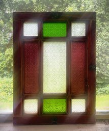 Vintage Stained Glass Window With Embossed Panels