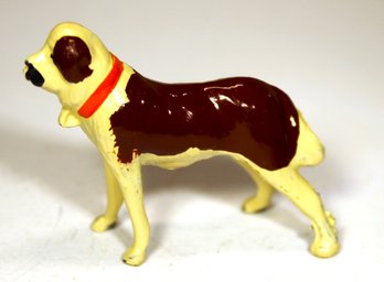 Vintage Painted Lead Figure Of A Saint Bernard Dog