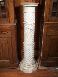 Fabulous Large Antique Marble Pedestal For Sculpture Or Plants Or ? - Beautifully Carved - Twist Design