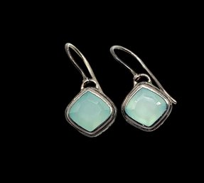 Vintage Sterling Silver Ocean Blue Dangle Earrings