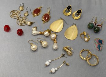 Fourteen Pair Of Gold Tone Earrings