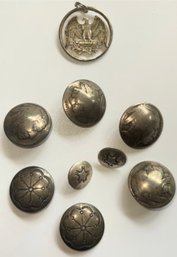 Lot Of Antique Buffalo Nickel And More Conchos Buttons And Pendant