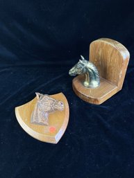 Horse Book End And Plaque