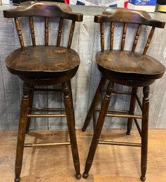 Pair Of Pine Swivel Stools