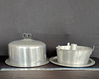 1950s Regal Ware Aluminum Cake Keeper & Bundt Cake Pan
