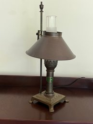Oriental Express Style Brass Table Lamp  With Adjustable Shade Height Toggle Switch  20' Tall